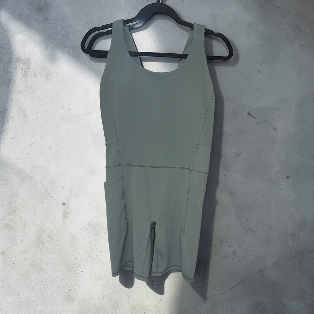 Athleta Sleek Green Sleeveless Workout Onesie